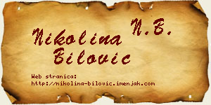 Nikolina Bilović vizit kartica